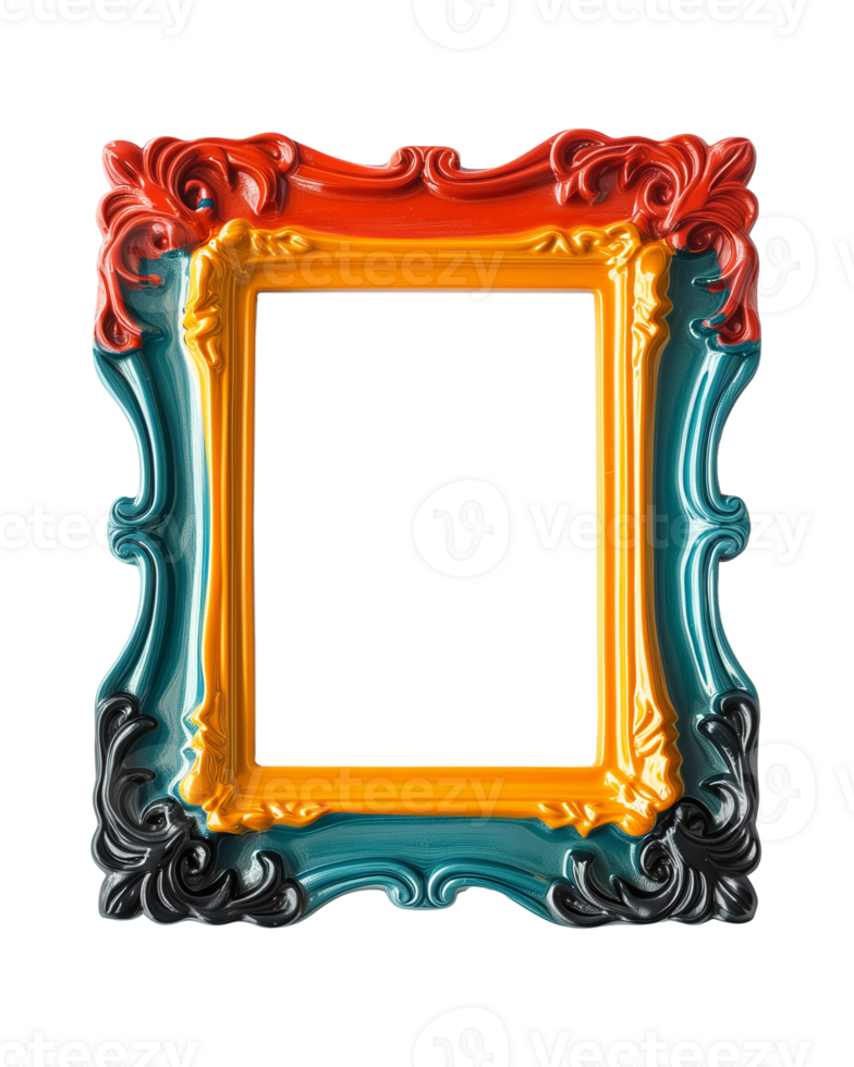 AI generated One colorful picture frame for modern interior isolated on a transparent background png