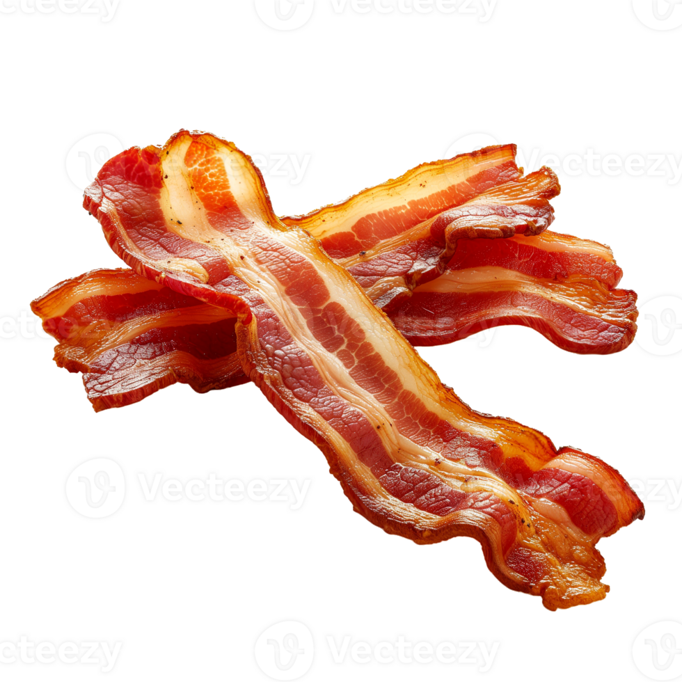 AI generated Couple of cooked bacon rashers isolated on a transparent background png