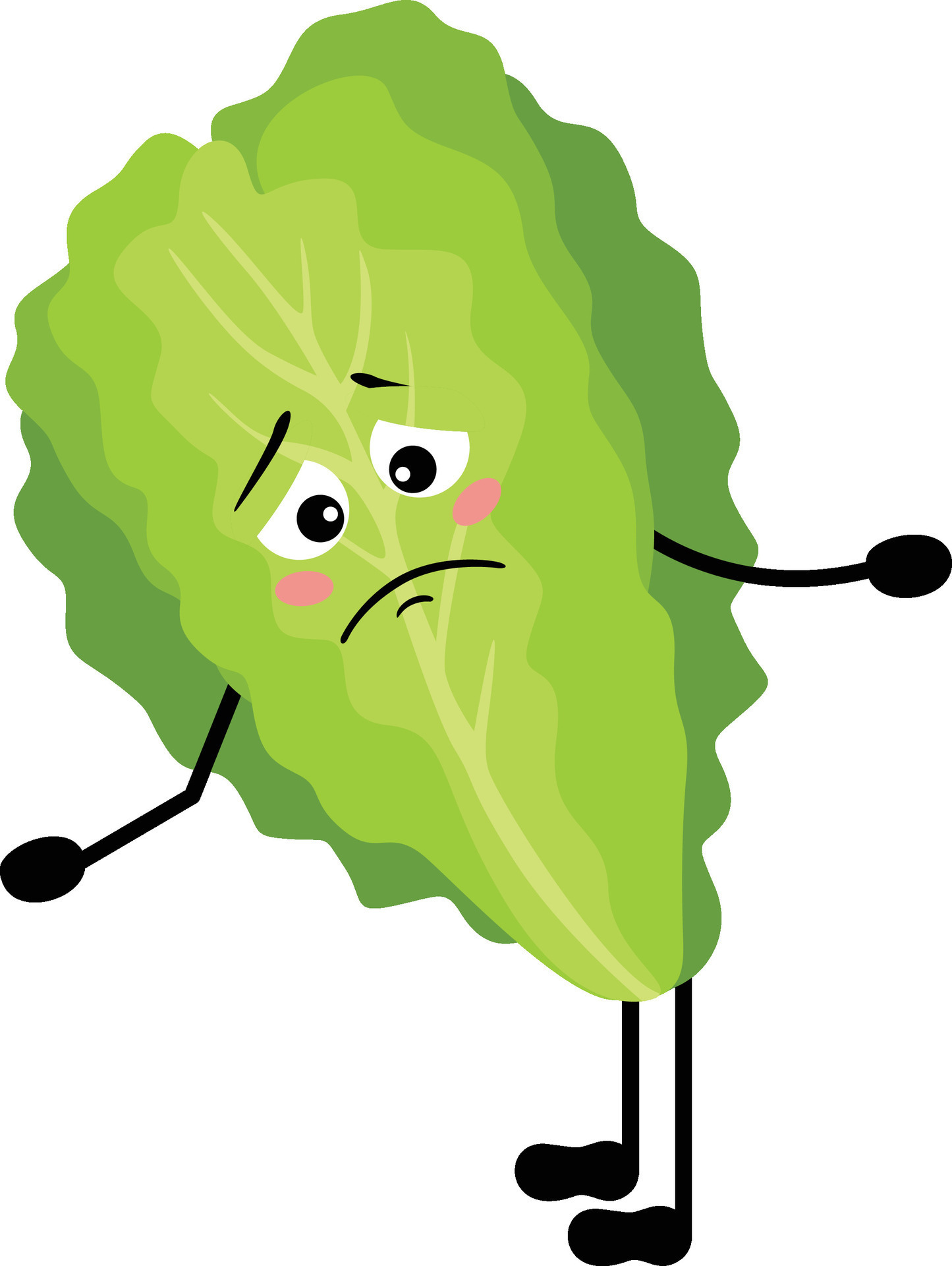Funny green lettuce mascot feeling sad 37276805 Vector Art at Vecteezy