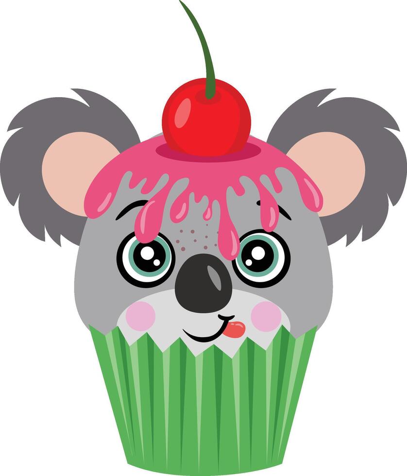 Cute koala on top of a delicious cupcake vector