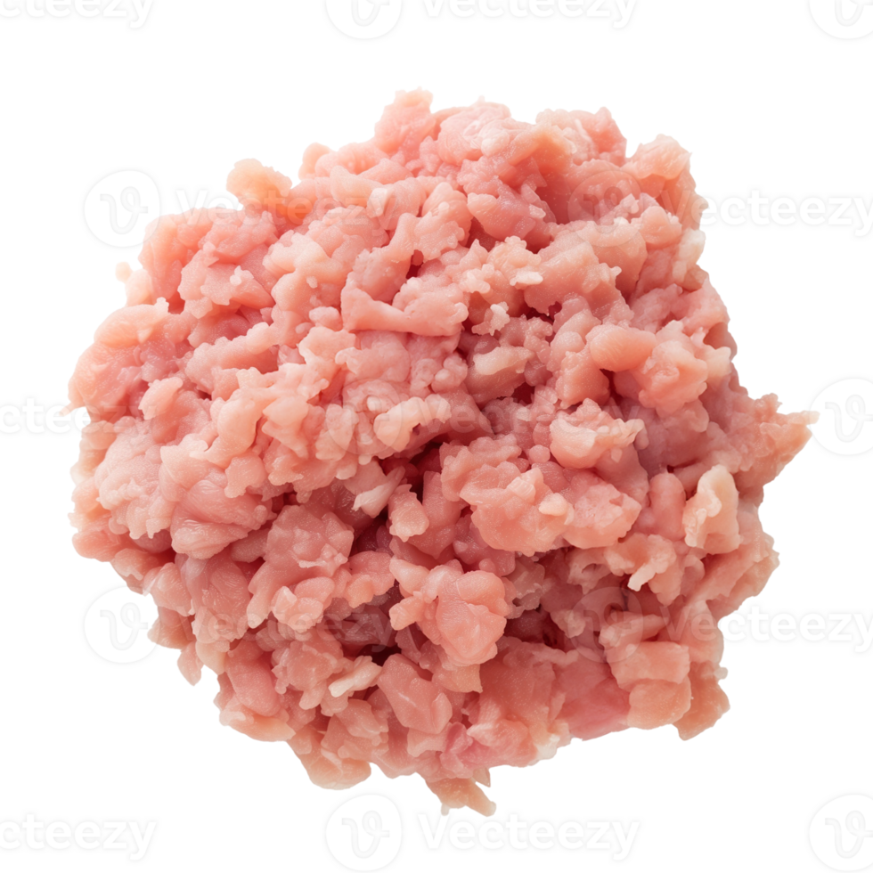 Raw minced chicken meat Isolated on transparent background png