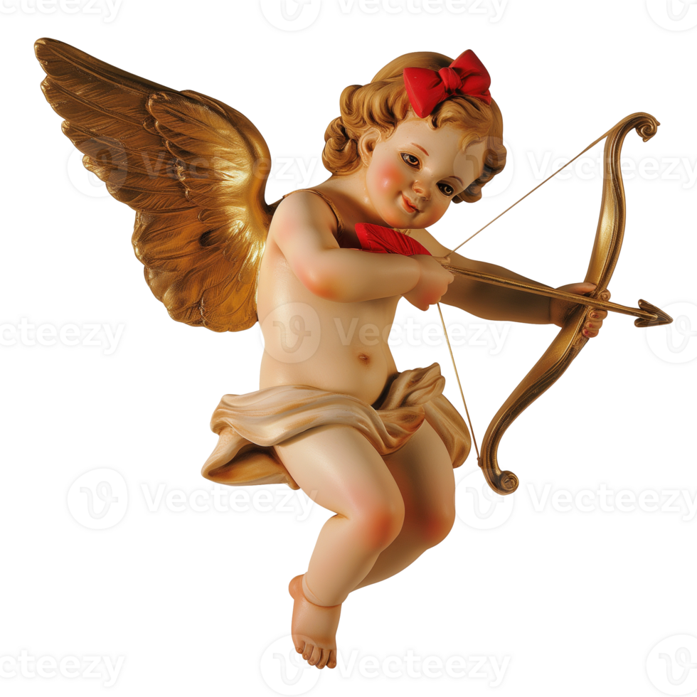 AI generated Cherubic Cupid with Bow, Valentines Theme png