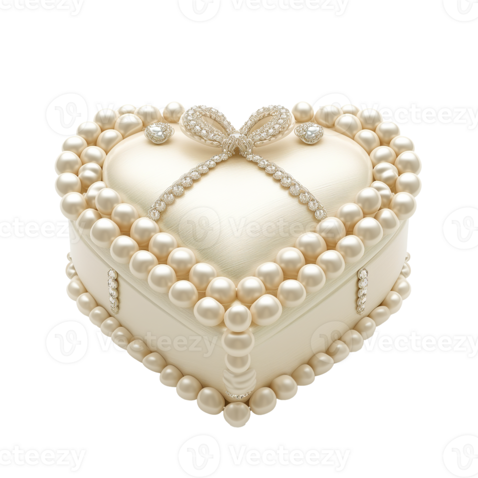 AI generated Elegant Pearl Encrusted Heart Jewelry Box png