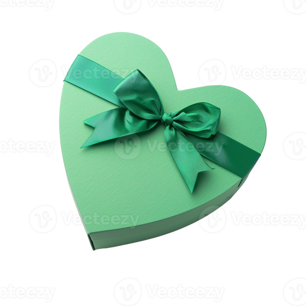 AI generated Mint Green Heart Gift Box Isolated png