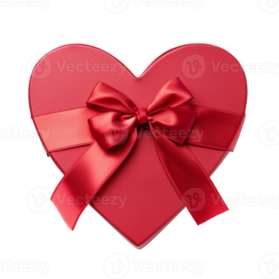 AI generated Romantic Red Heart Gift Box Isolated png