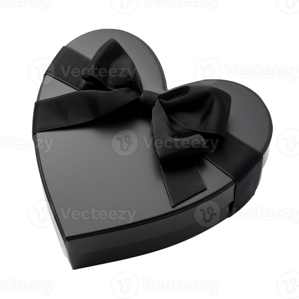 AI generated Romantic Black Heart Gift Unveiling png