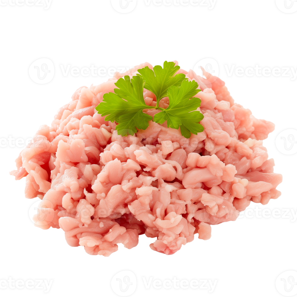 Raw minced chicken meat Isolated on transparent background png