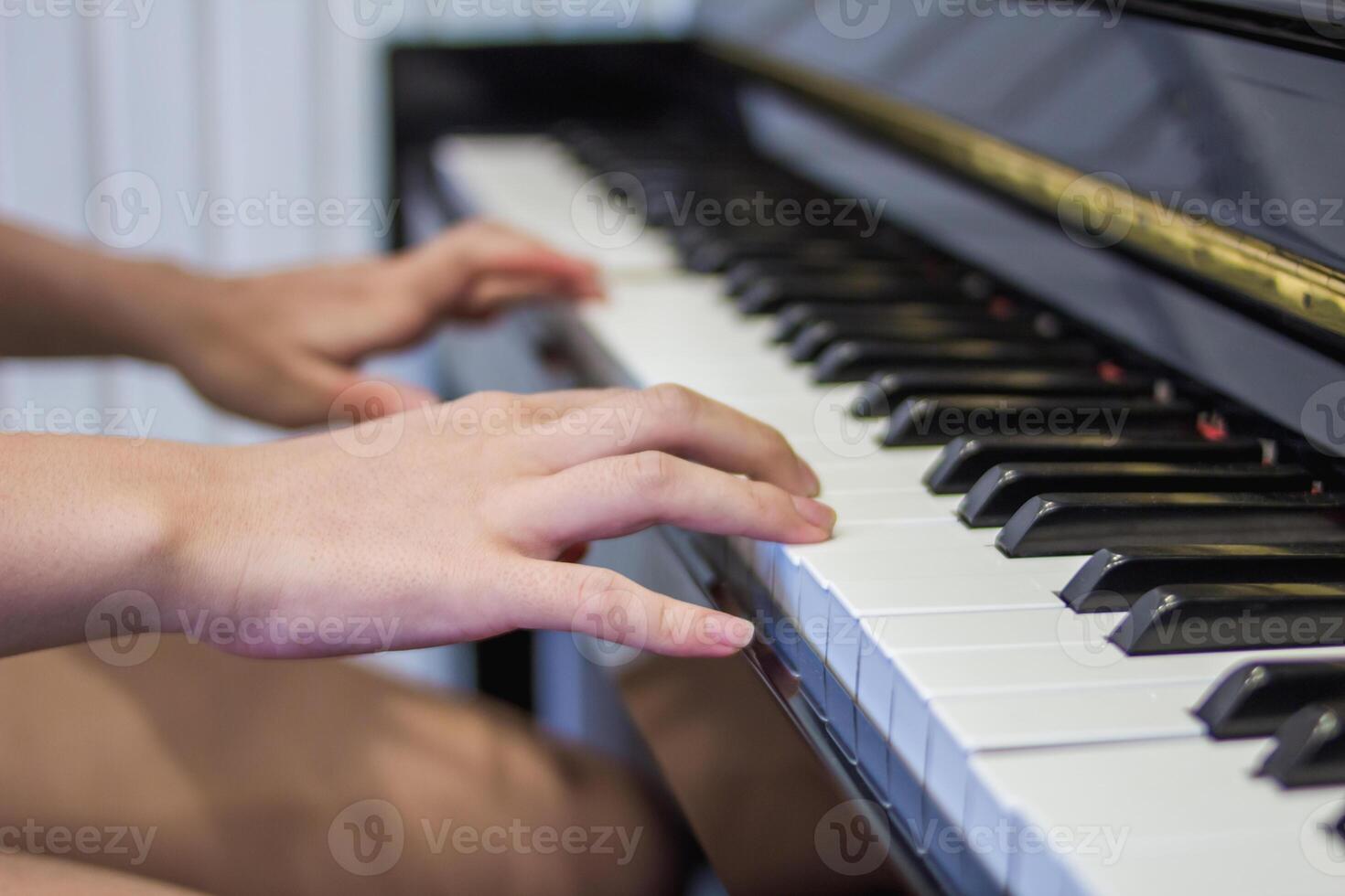 Beautiful piano background are set by the window in the morning waiting for the pianist to come to practice in the morning to reduce the mistake of having to perform the piano performance at a concert photo