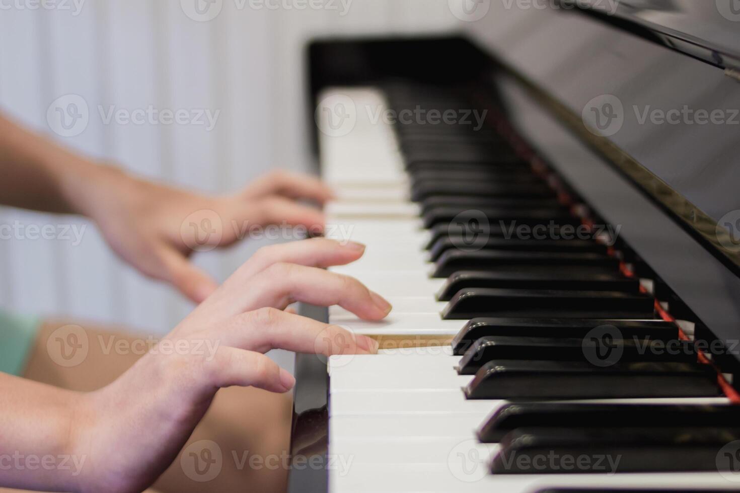 Beautiful piano background are set by the window in the morning waiting for the pianist to come to practice in the morning to reduce the mistake of having to perform the piano performance at a concert photo