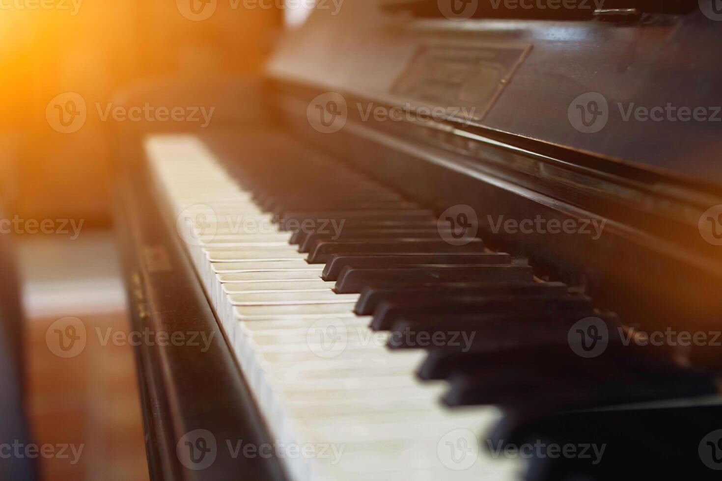 Beautiful piano background are set by the window in the morning waiting for the pianist to come to practice in the morning to reduce the mistake of having to perform the piano performance at a concert photo