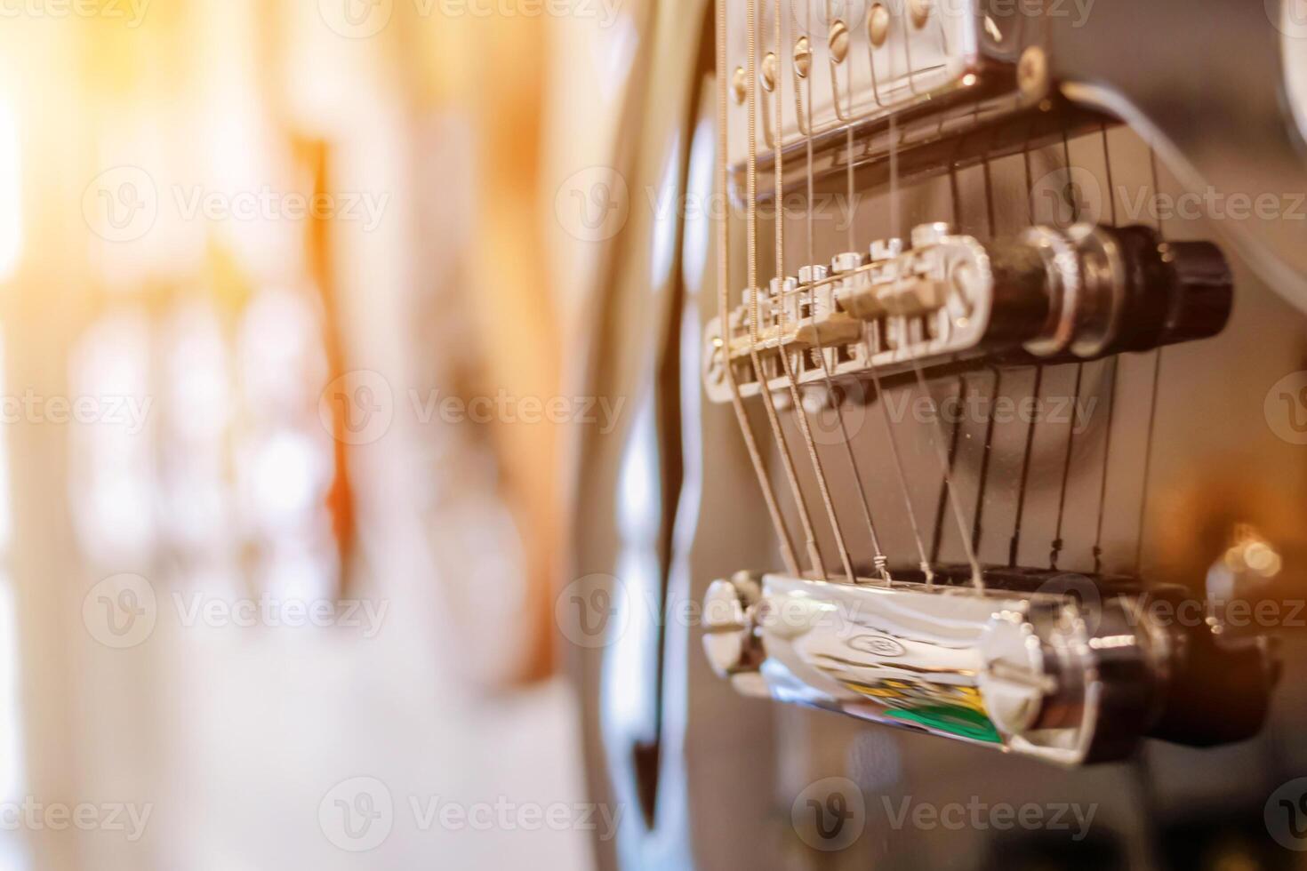Guitars that were kept in the music practice room It is a guitar that is provided for musicians to practice and learn before performing in order to reduce the mistake of playing guitar on stage. photo
