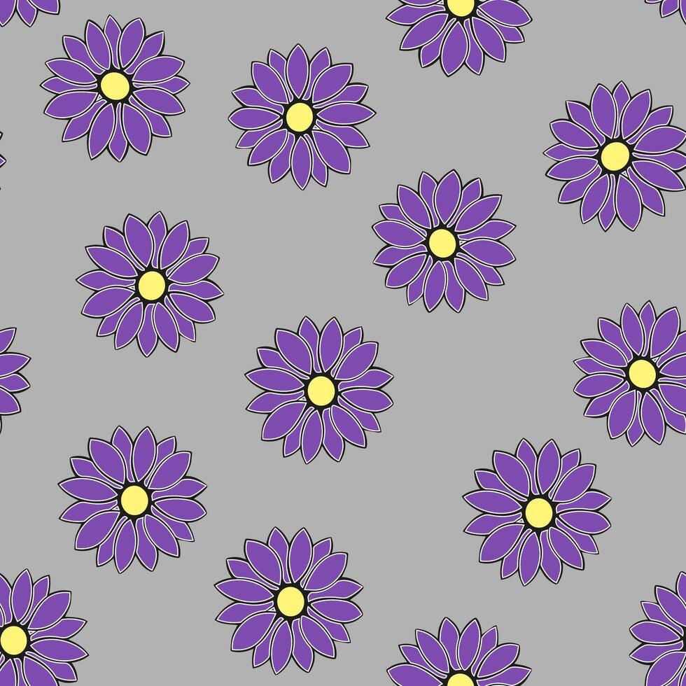Vector isolated illustration of pattern with purple flowers.
