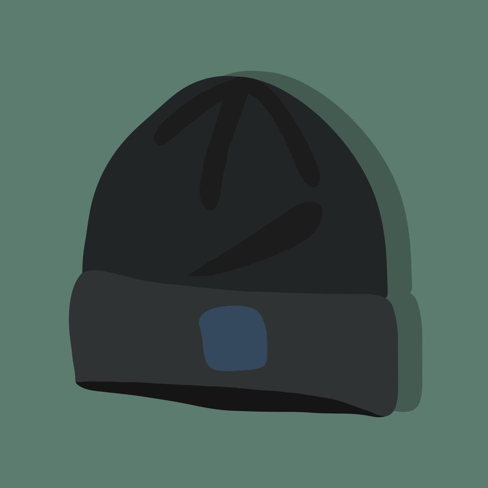 Vector isolated illustration of a winter sports cap. Hat on a green background.