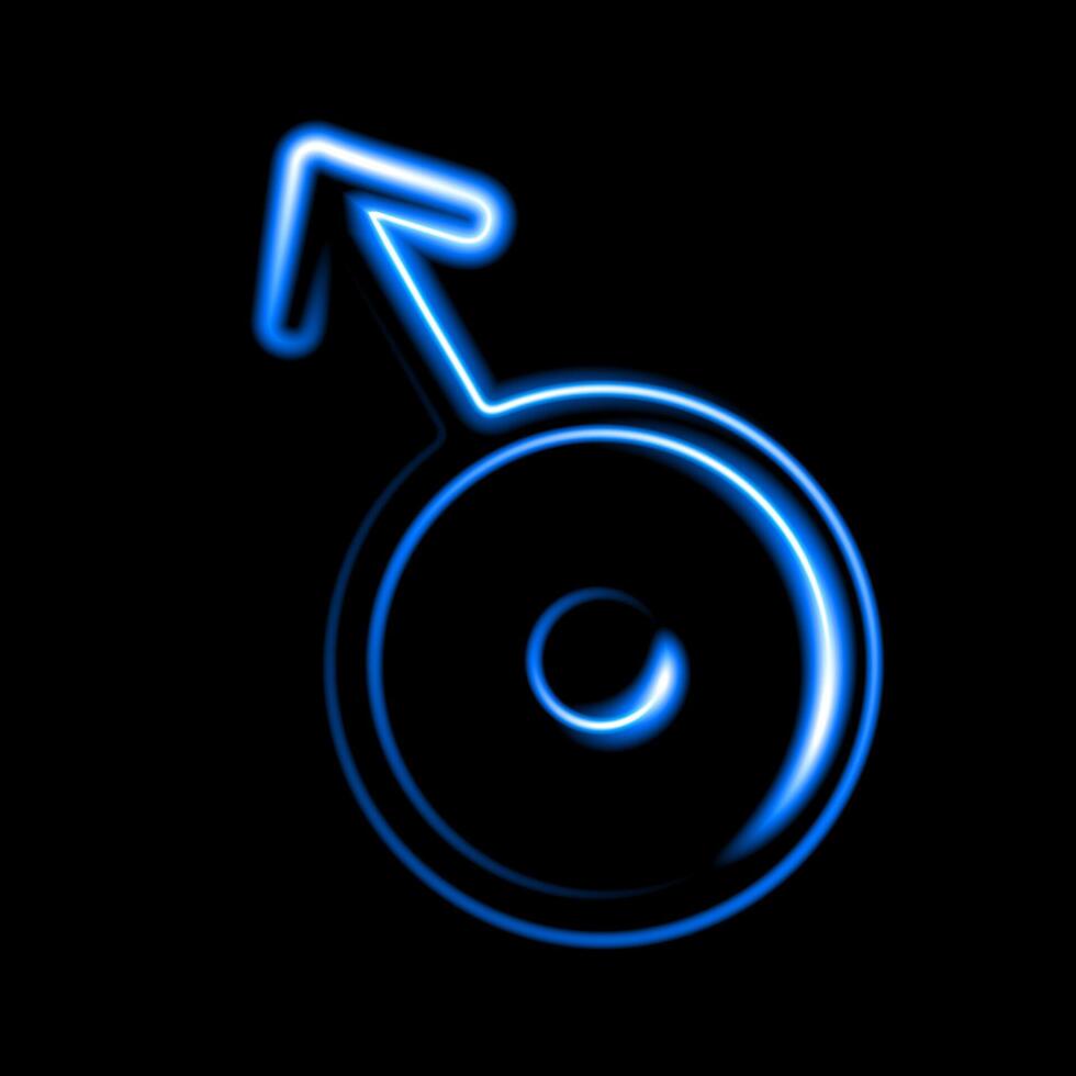 Vector isolated illustration of astrological sign of planet Uranus with neon effect.