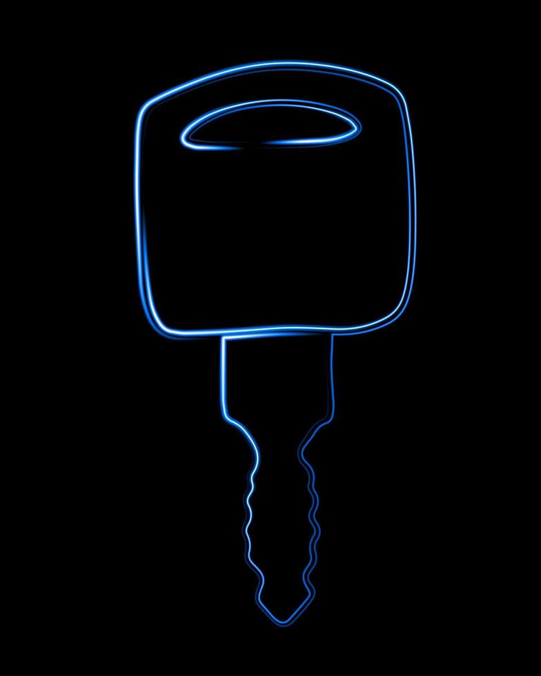 Vector isolated illustration of key with neon effect.