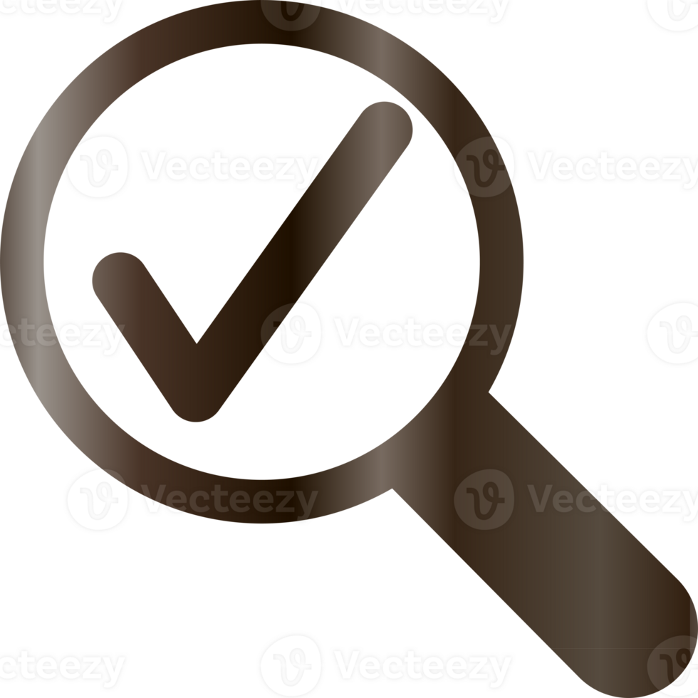 Magnifying glass icon with check mark design decoration. png