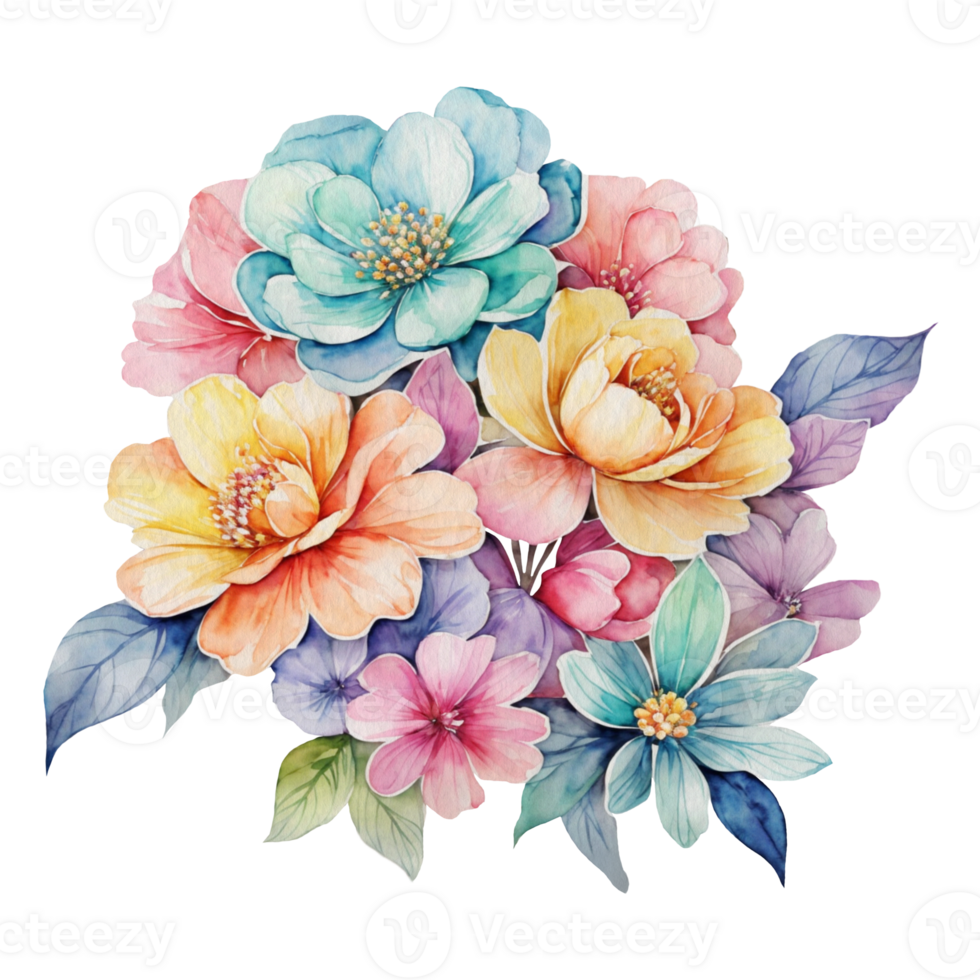 AI generated watercolour colorful flower clipart. png