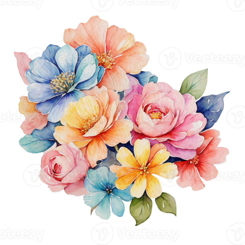 AI generated watercolour colorful flower clipart. png