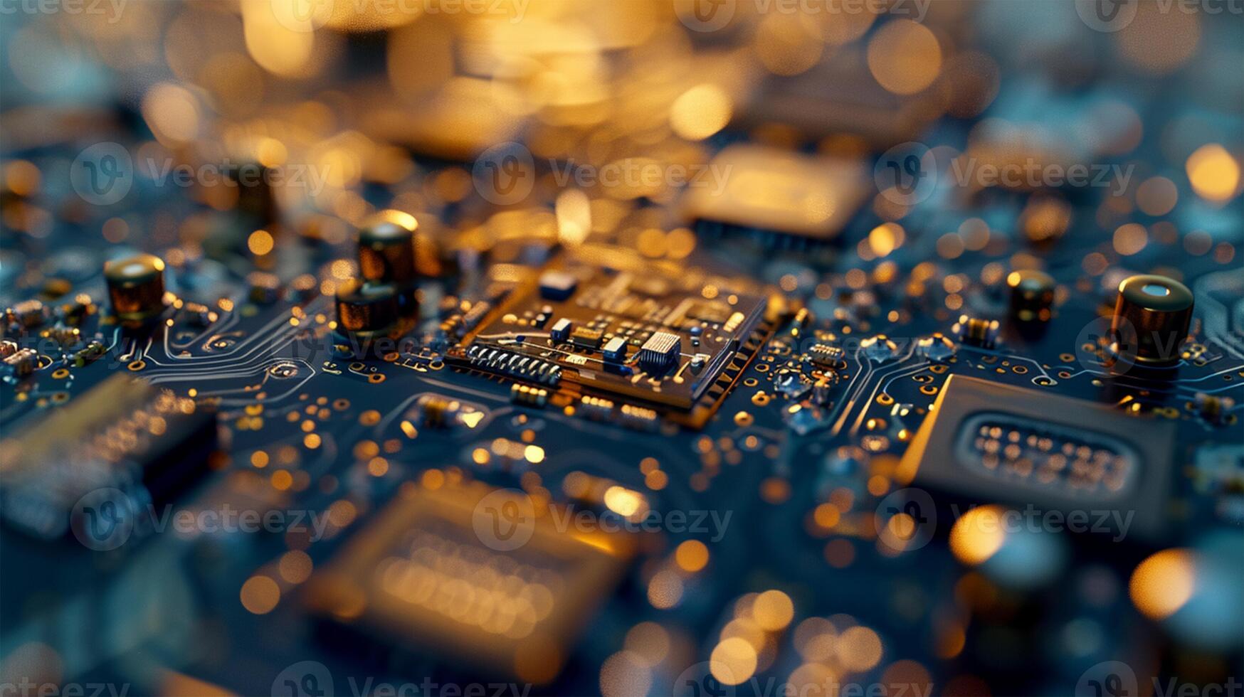 AI generated Close up of electronic circuit board. Technology background. Selective focus. photo