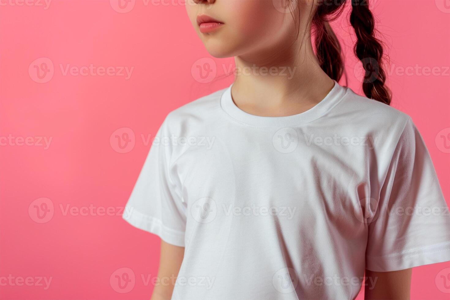 AI generated Girl wearing bella canvas white shirt mockup photo