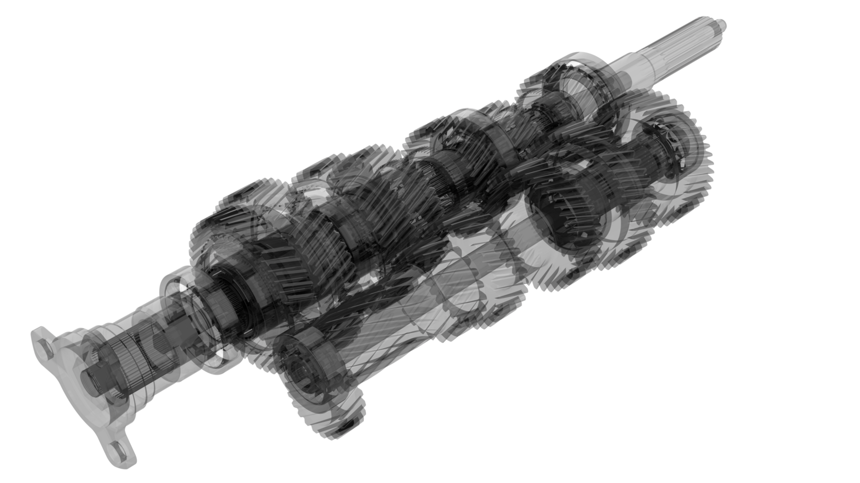 6 speed transmission isolated on background. 3d rendering - illustration png