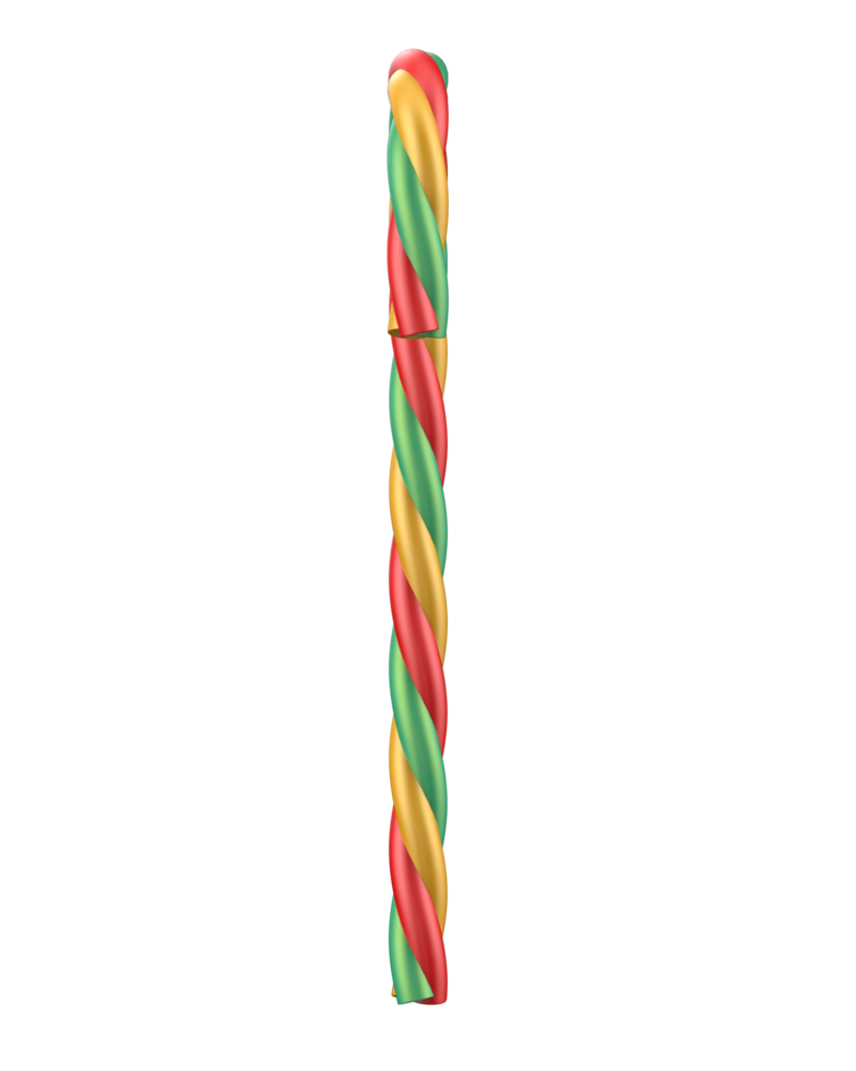 Striped candy cane isolated on background. 3d rendering - illustration png