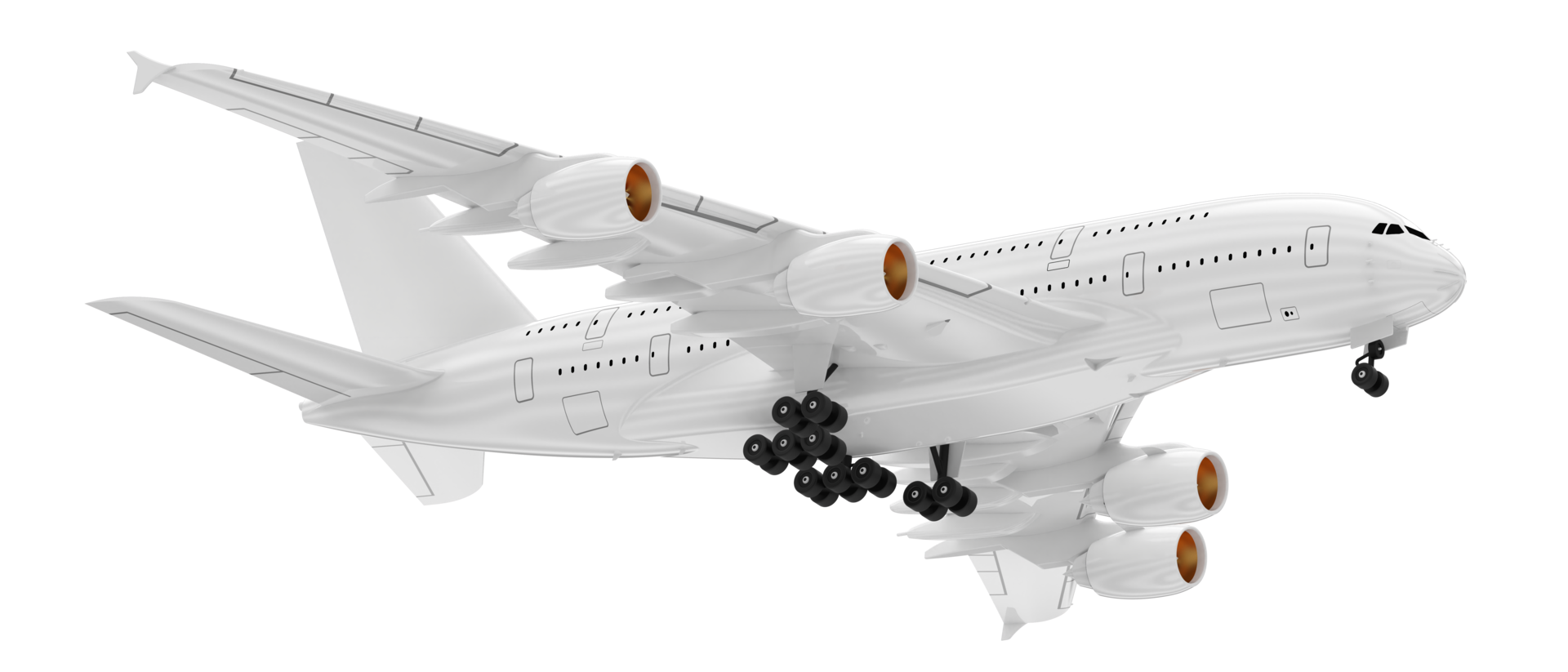Flying airplane isolated on background. 3d rendering - illustration png