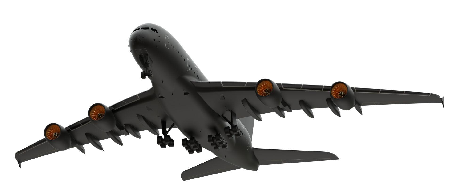 Flying airplane isolated on background. 3d rendering - illustration png