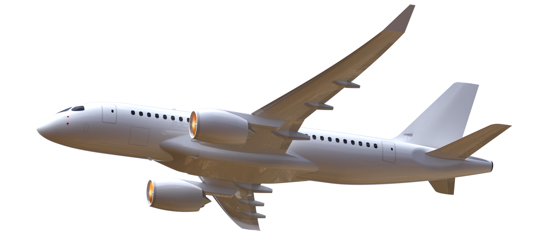 Flying airplane isolated on background. 3d rendering - illustration png