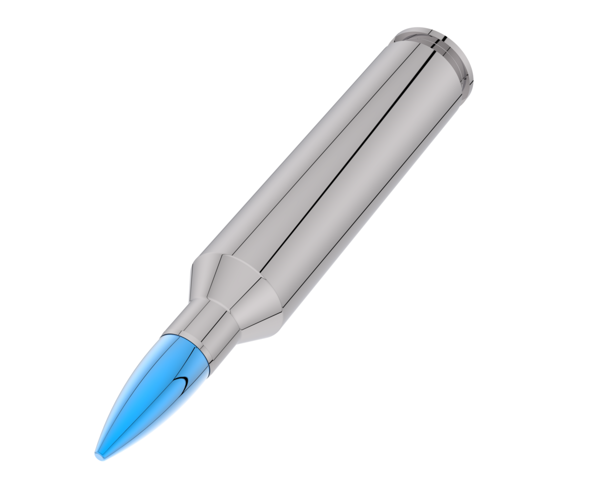 Bullet isolated on background. 3d rendering - illustration png