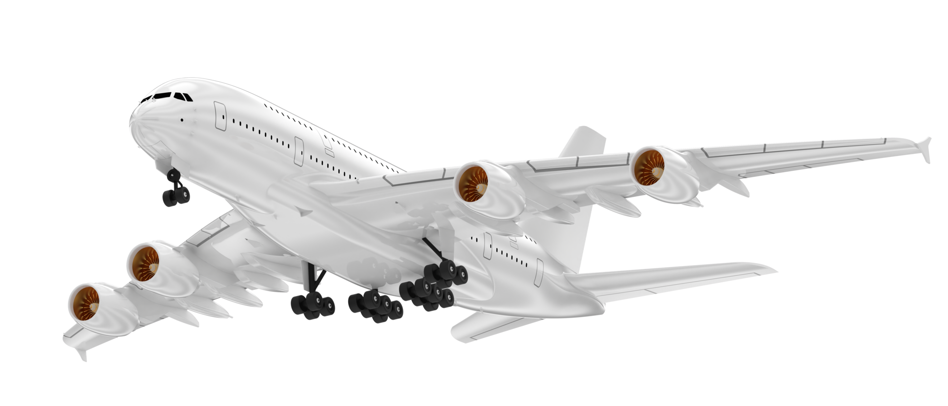 Flying airplane isolated on background. 3d rendering - illustration png