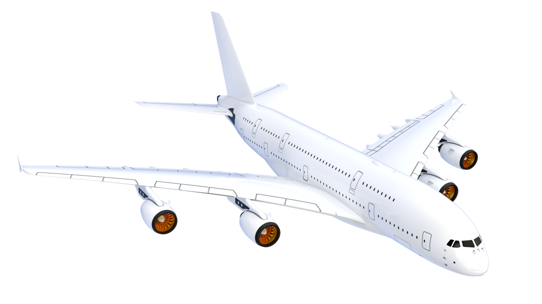 Flying airplane isolated on background. 3d rendering - illustration png