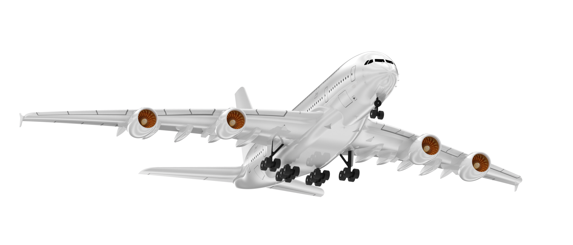 Flying airplane isolated on background. 3d rendering - illustration png