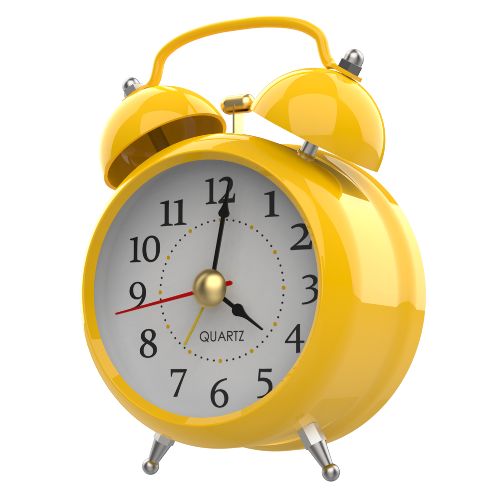 Alarm clock isolated on background. 3d rendering - illustration png