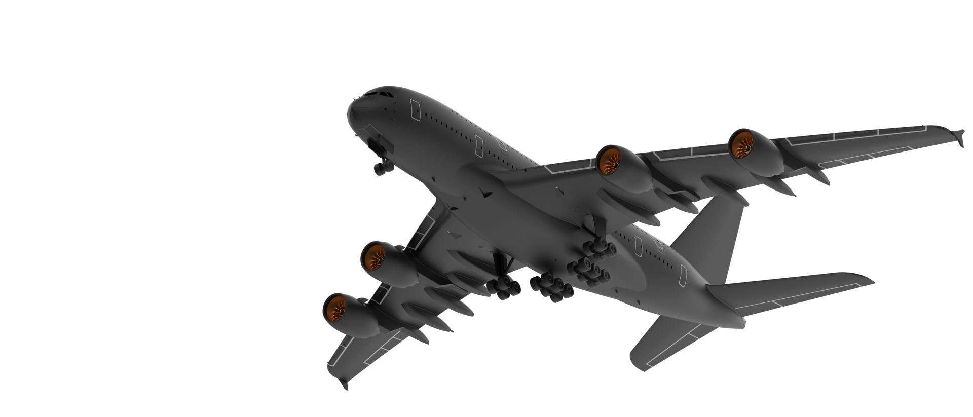 Flying airplane isolated on background. 3d rendering - illustration png