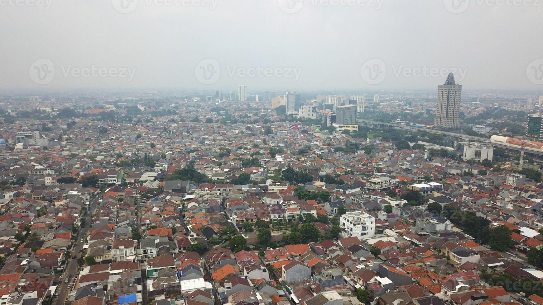 Aerial view of Jakarta, Indonesia from drone. photo