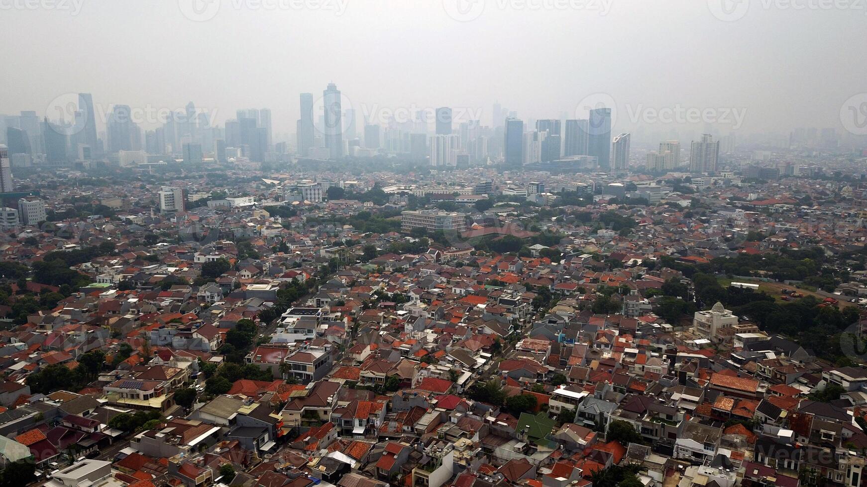 Aerial view of Jakarta, Indonesia from drone. photo