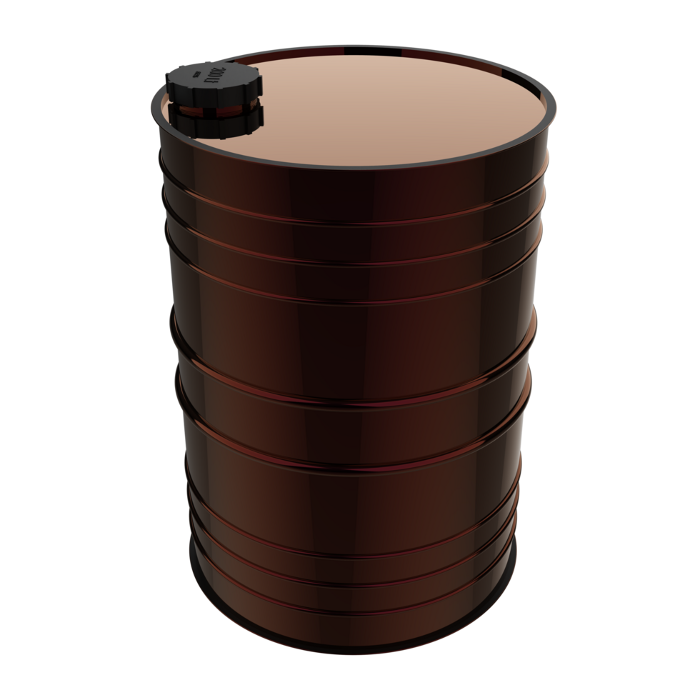 Oil barrel close-up scene isolated on background. 3d rendering - illustration png