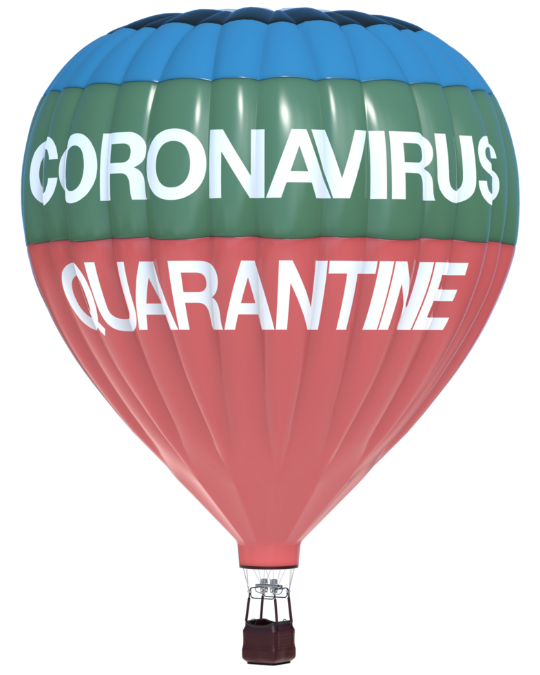Hot air balloon isolated on background. 3d rendering - illustration png