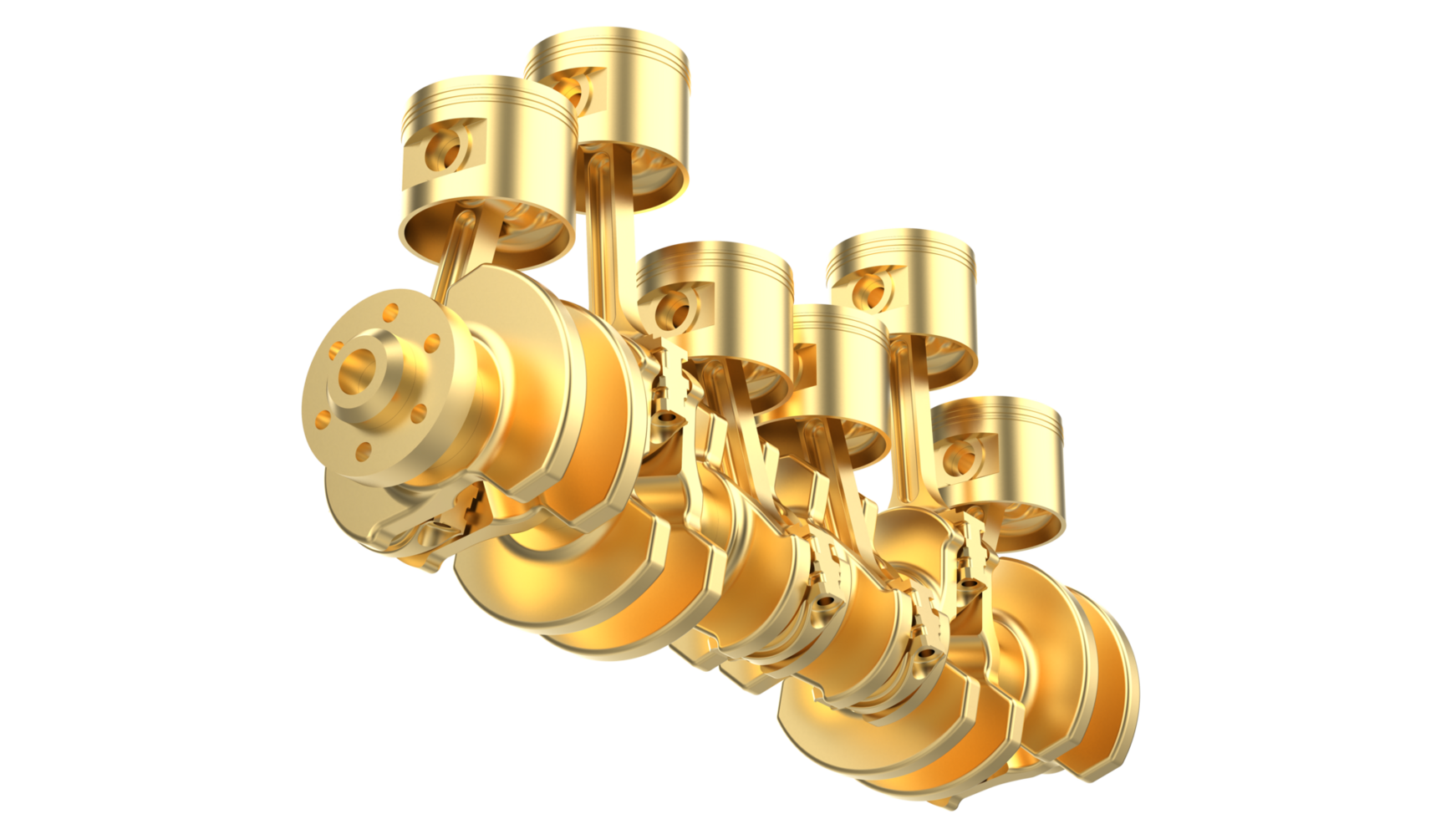 Engine crank shaft isolated on background. 3d rendering - illustration png