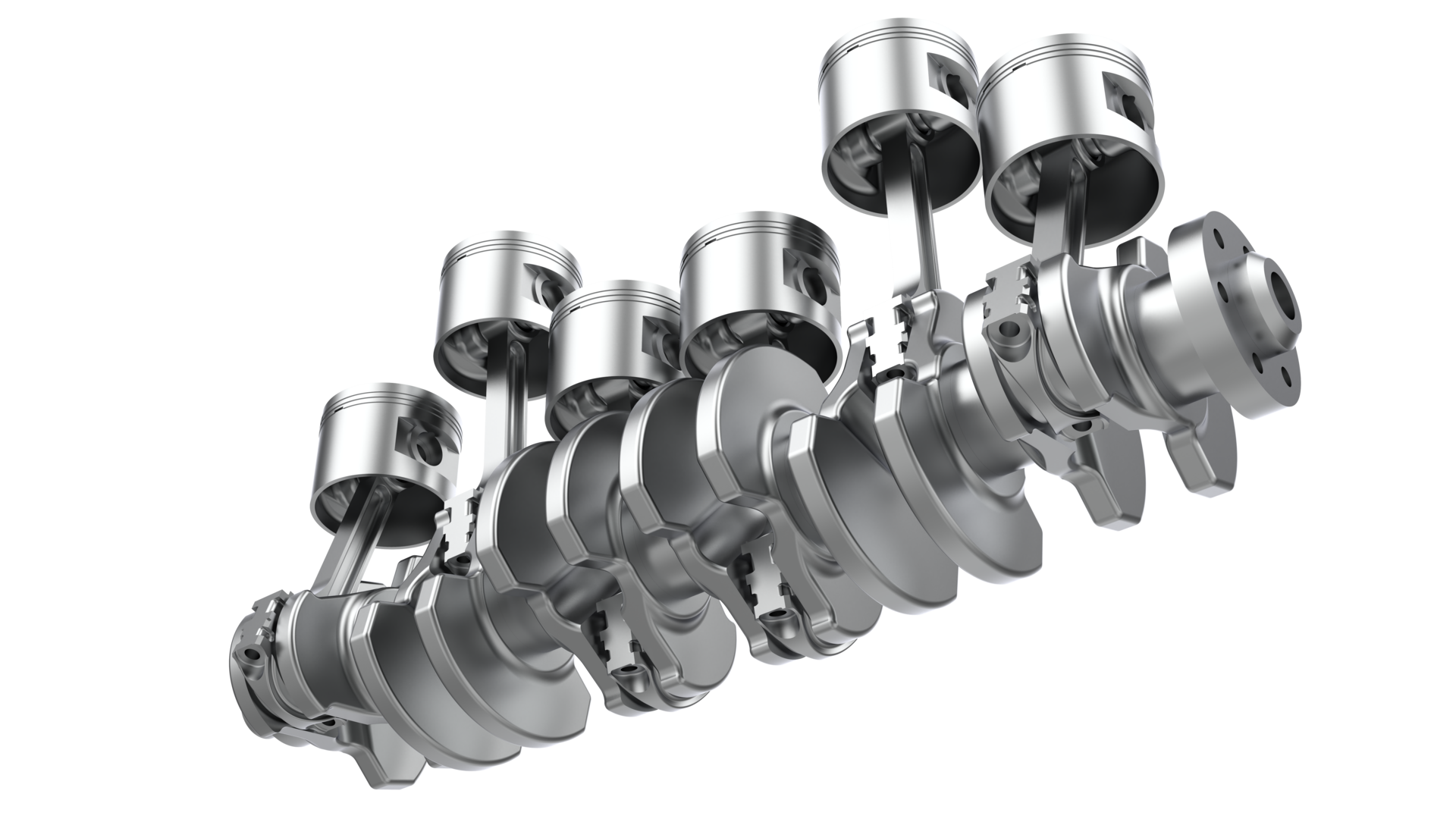 Engine crank shaft isolated on background. 3d rendering illustration