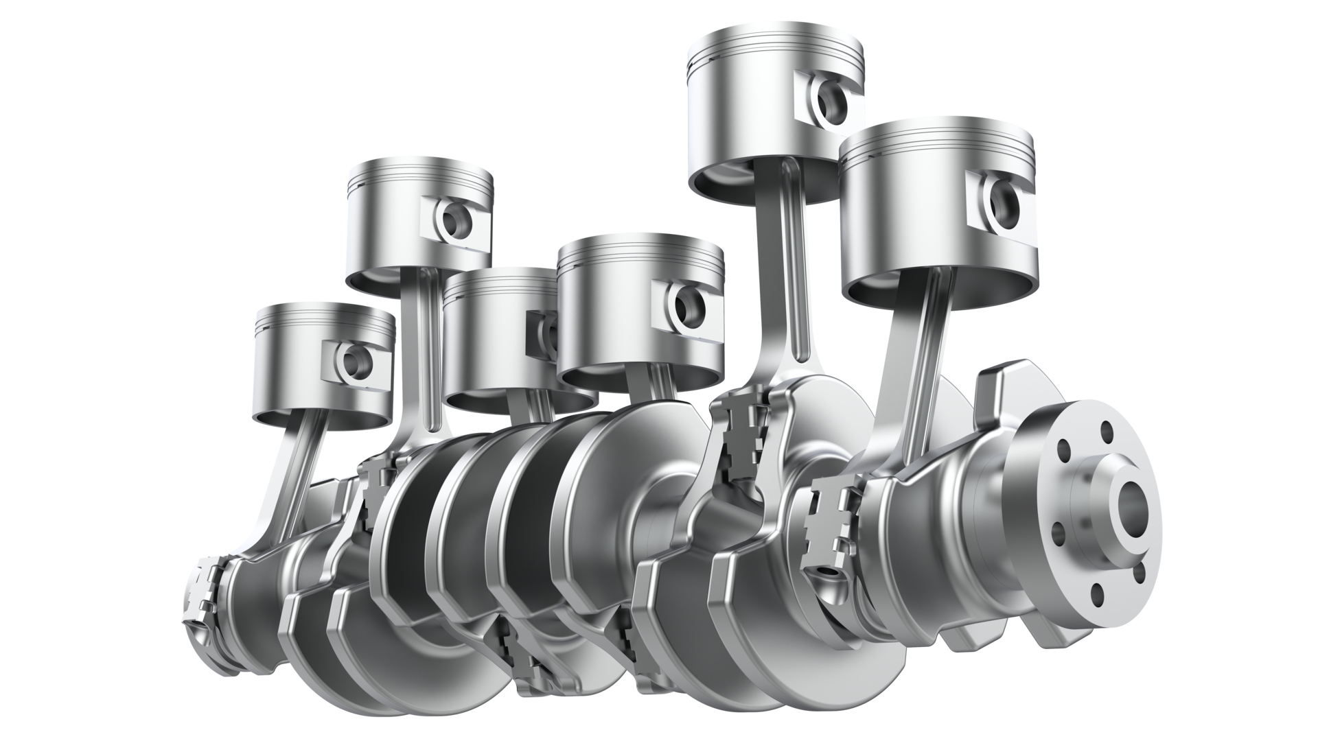 Engine crank shaft isolated on background. 3d rendering illustration