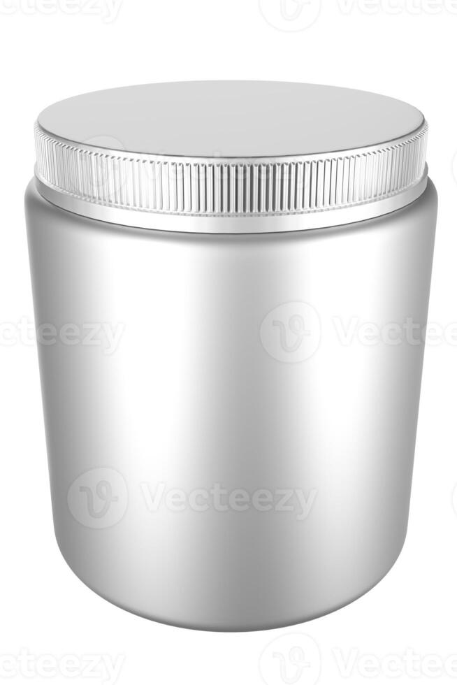 Blank stainless steel package for insert brand label. 3d render color background photo