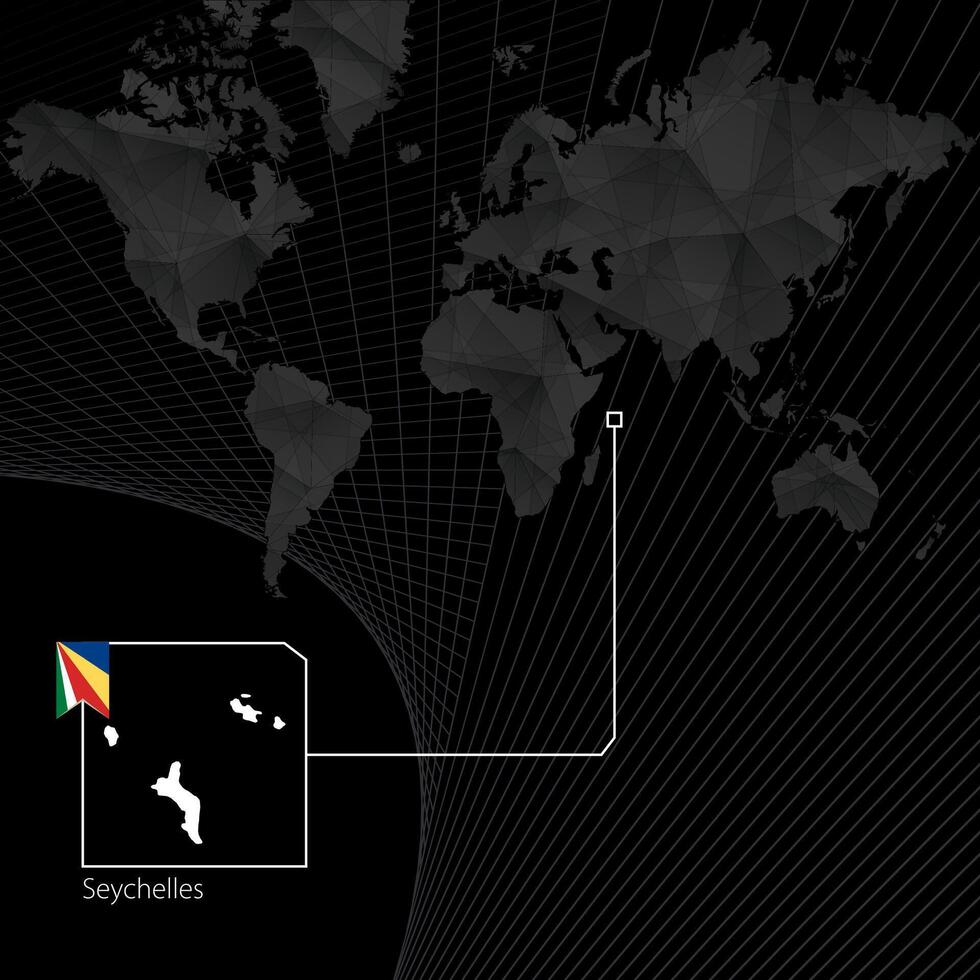 seychelles en negro mundo mapa. mapa y bandera de seychelles vector