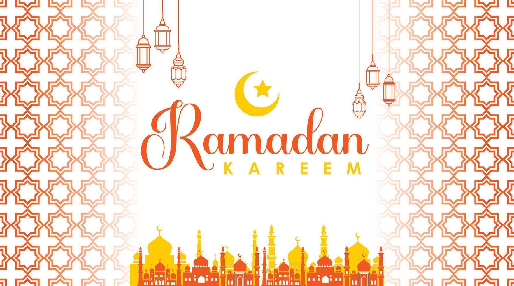 Vector Ramadan Kareem Background with Seamless Pattern