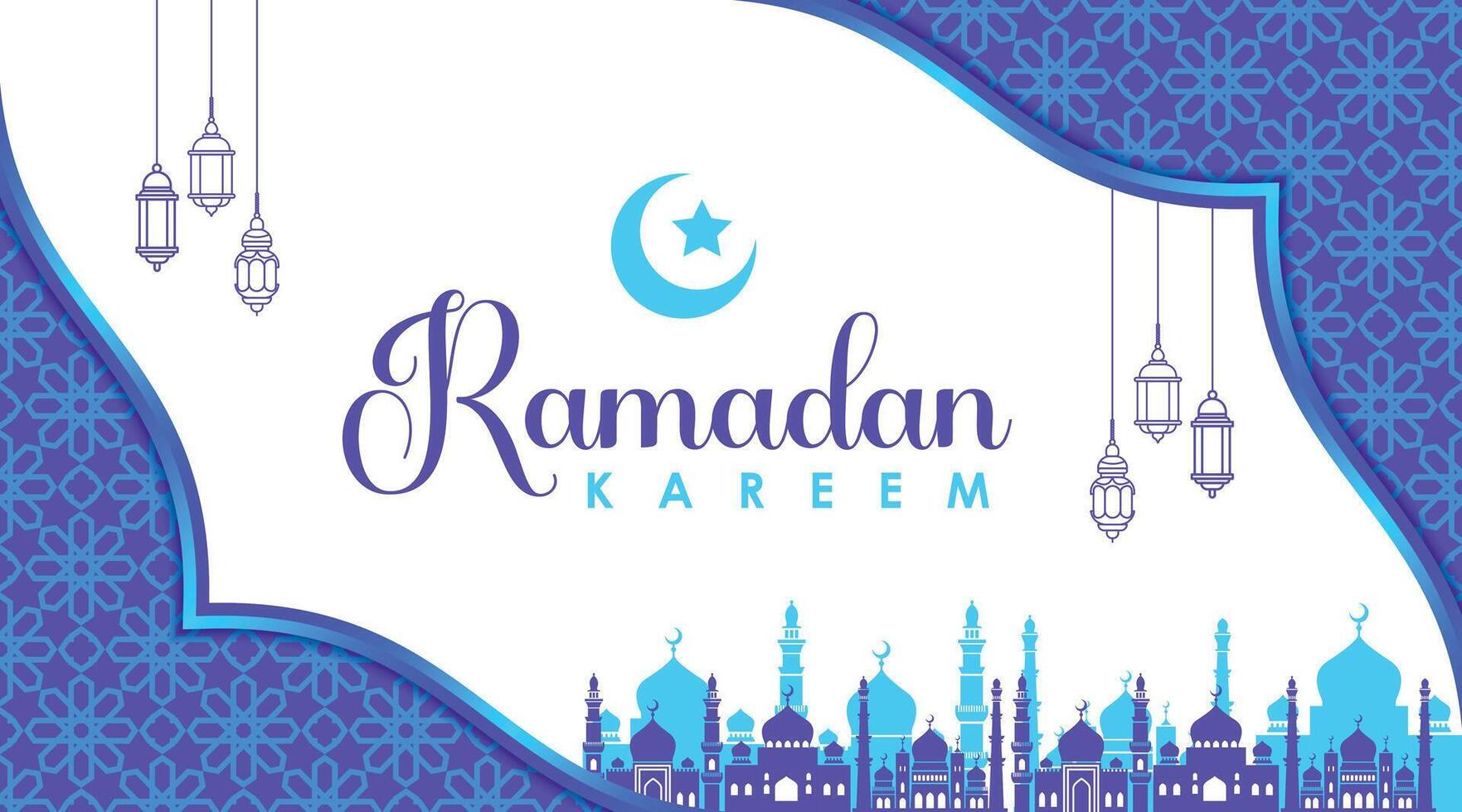 Vector Ramadan Kareem Background with Seamless Pattern