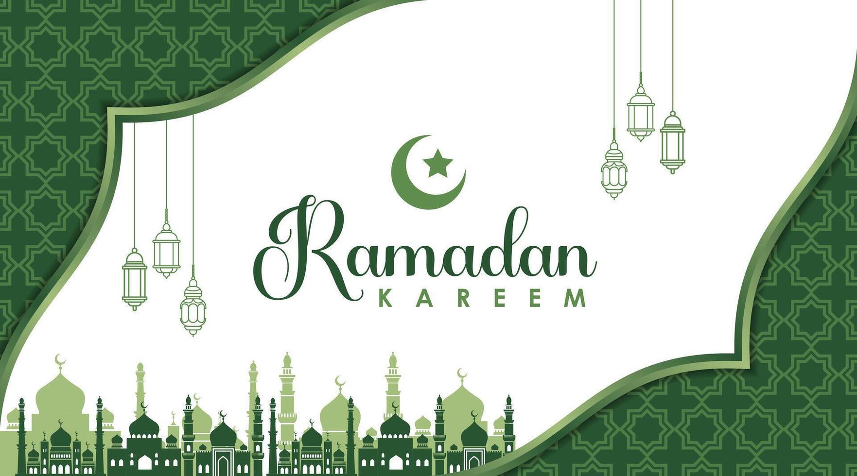 Vector Ramadan Kareem Background with Seamless Pattern