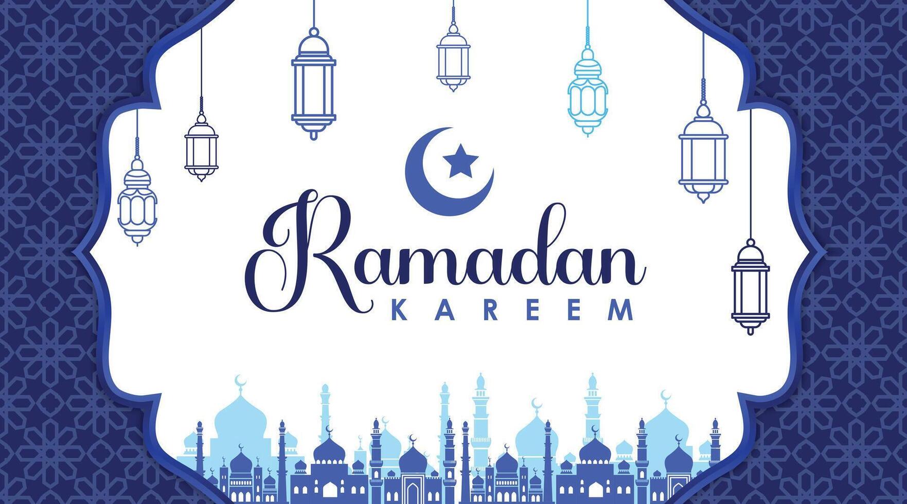 Vector Ramadan Kareem Background with Seamless Pattern