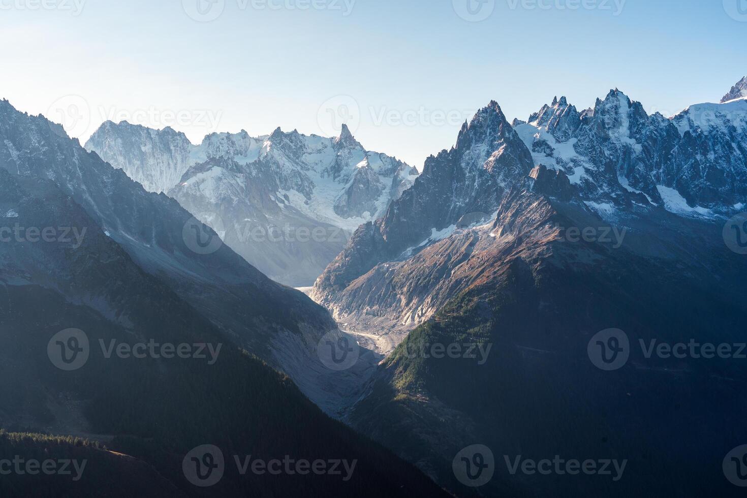 Mont Blanc massif in French Alps at Chamonix, France photo