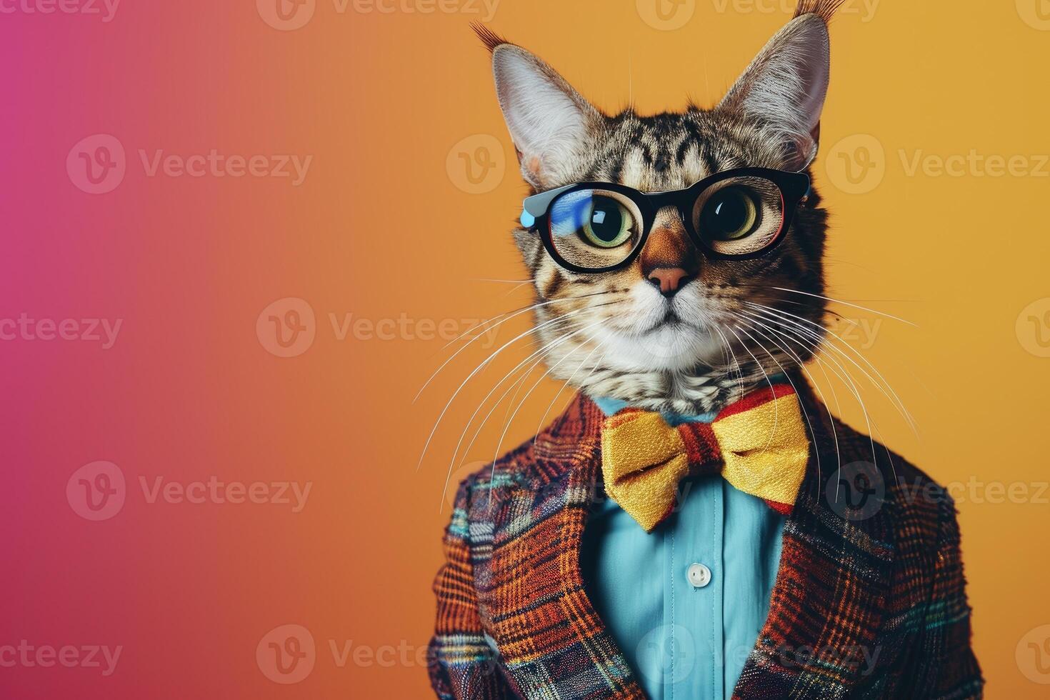 ai generado elegante retrato de vestido arriba antropomórfico animal temas, gracioso popular Arte ilustración foto